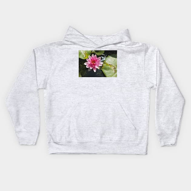 Pink water lily Kids Hoodie by thadz